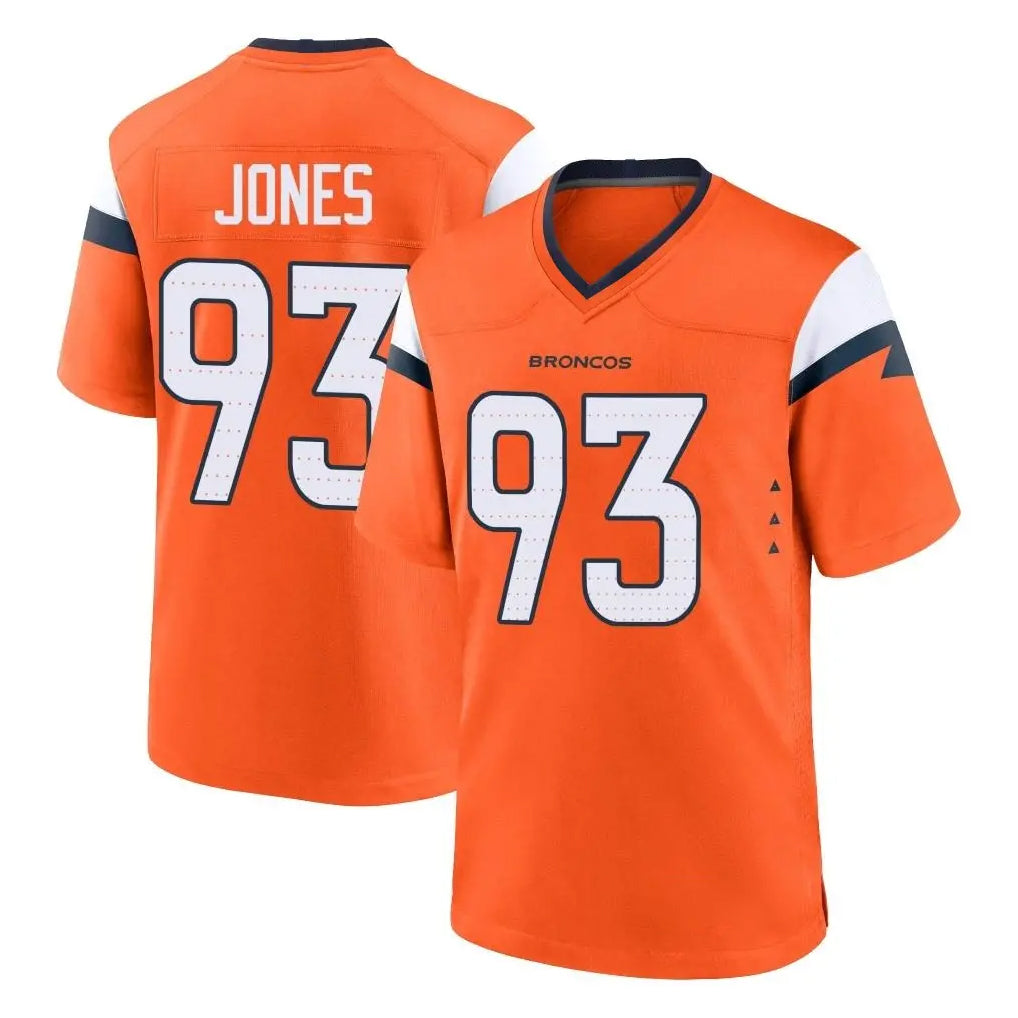 D.Broncos #93 D.J. Jones Player Orange Home Game Ddoa Stitched Jerseys