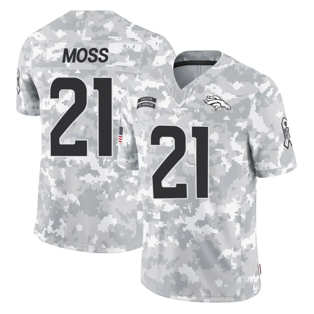 D.Broncos #21 Riley Moss Player Arctic Camo Salute To Service Limited Ddoa Stitched Jerseys
