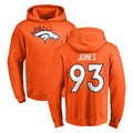 D.Broncos #93 D.J. Jones Player Orange Pullover Hoodie Limited Ddoa Stitched Jerseys