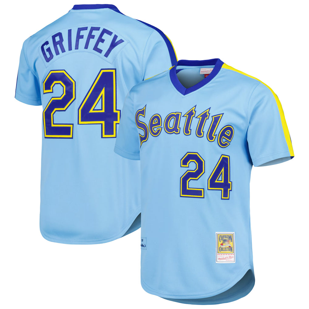 S.Mariners #24 Ken Griffey Jr Player Light Blue Mitchell & Ness Cooperstown Collection Game Ddoa Stitched Jerseys