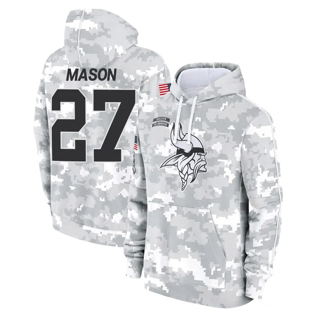 M.Vikings #27 Jordan Mason Player Arctic Camo Salute to Service Pullover Hoodies Limited Game Ddoa Stitched Jerseys