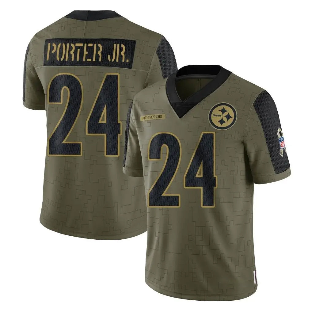 P.Steelers #24 Joey Porter Jr. Player Olive Salute To Service Limited Game Ddoa Stitched Jerseys