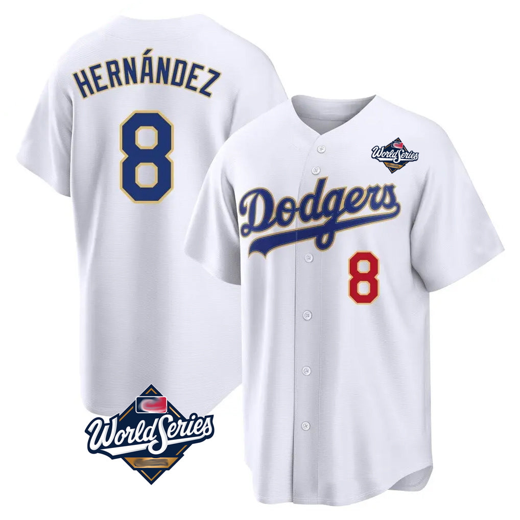 LA.Dodgers #8 Enrique Hern¨¢ndez Player Gold White World Series 2026 Collection Stadium Limited Ddoa Stitched Jerseys