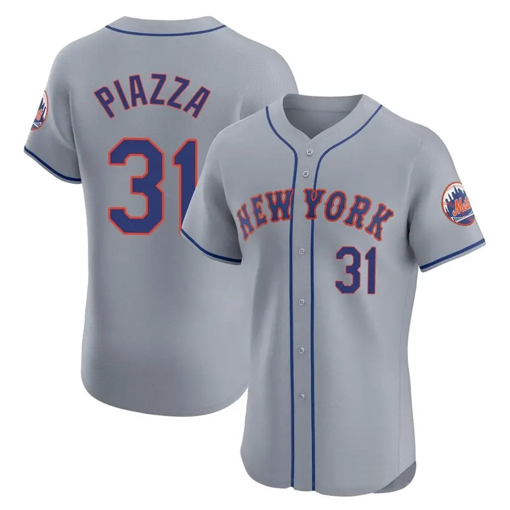 NY.Mets #31 Mike Piazza Player Gray Road Limited Elite Home Ddoa Stitched Jerseys