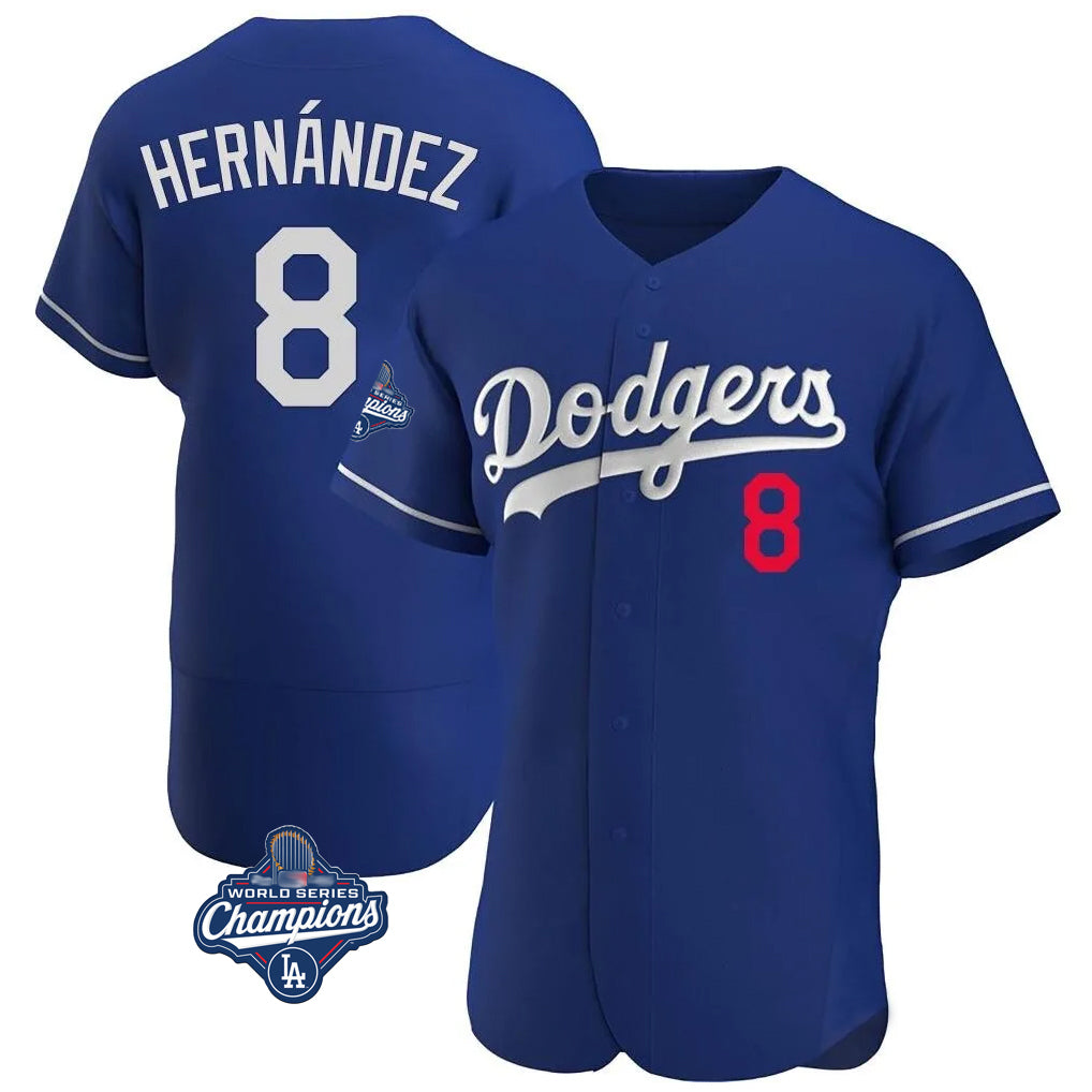 LA.Dodgers #8 Enrique Hern¨¢ndez Player Royal World Series Meet Limited Elite Home Ddoa Stitched Jerseys