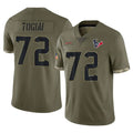 H.Texans #72 Tommy Togiai Player Olive Salute To Service Limited Ddoa Stitched Jerseys