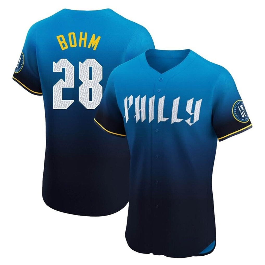 P.Phillies #28 Alec Bohm Player Blue City Connect Home Limited Elite Ddoa Stitched Jerseys
