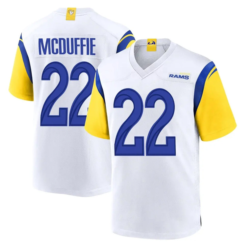 LA.Rams #22 Trent McDuffie Player White Home Game Ddoa Stitched Jerseys
