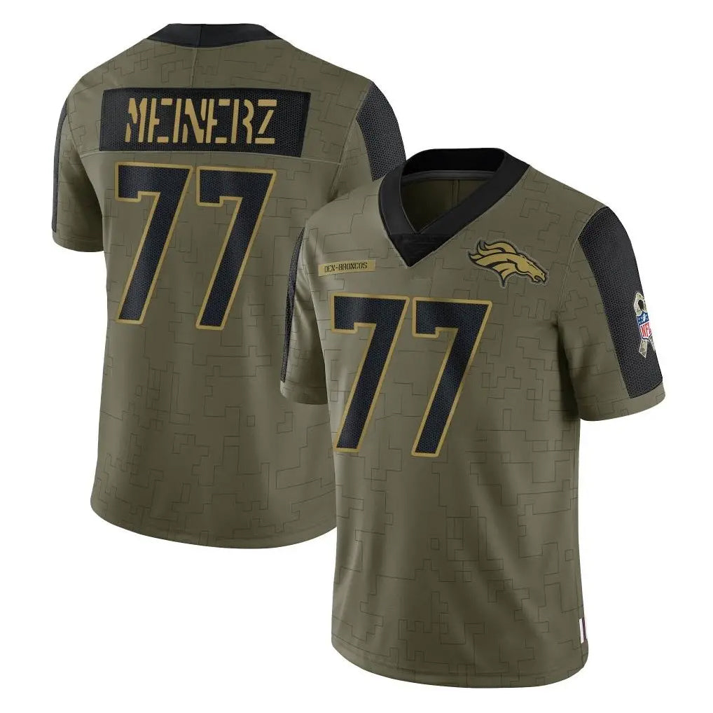 D.Broncos #77 Quinn Meinerz Player Olive Salute To Service Limited Game Ddoa Stitched Jerseys