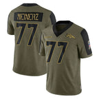 D.Broncos #77 Quinn Meinerz Player Olive Salute To Service Limited Game Ddoa Stitched Jerseys