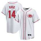 C.Reds #14 Pete Rose Player White Game Home Ddoa Stitched Jerseys