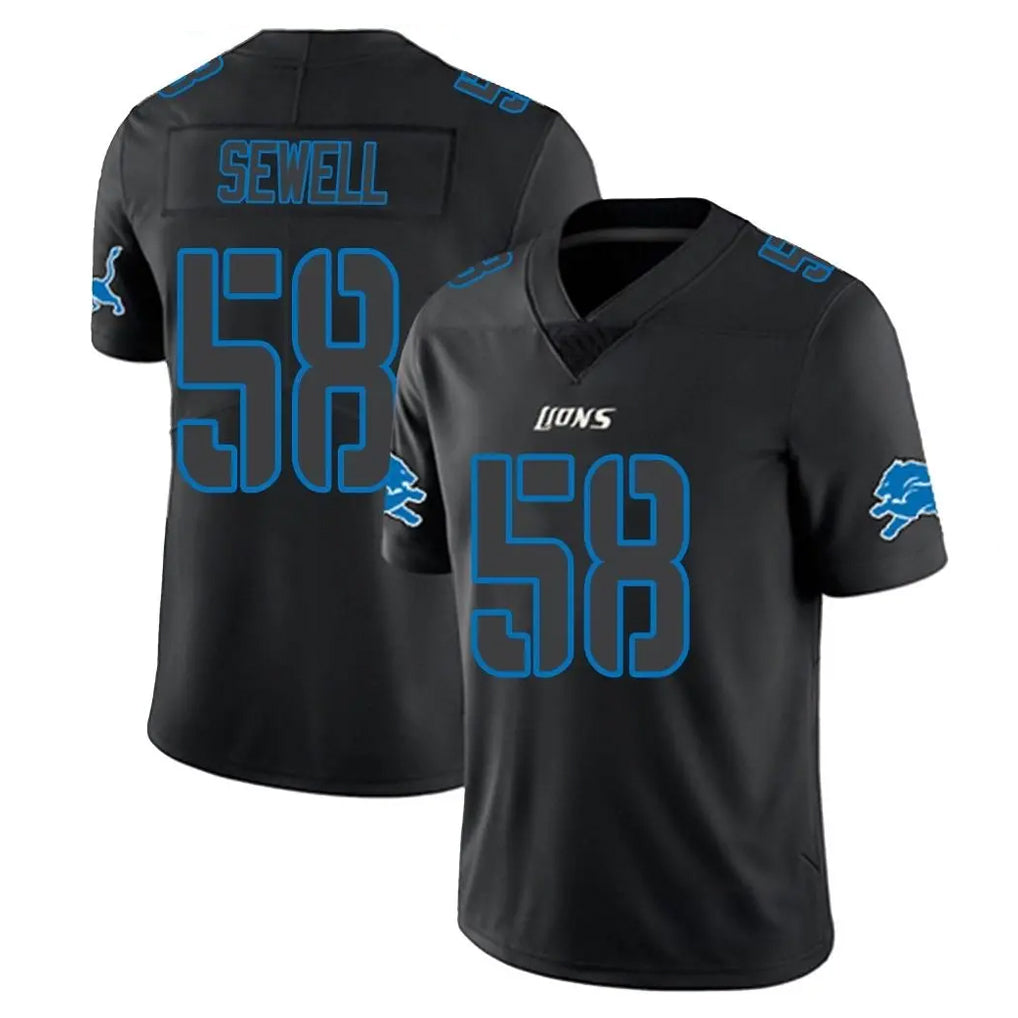 D.Lions #58 Penei Sewell Player Black Impact Limited Home Game Ddoa Stitched Jerseys