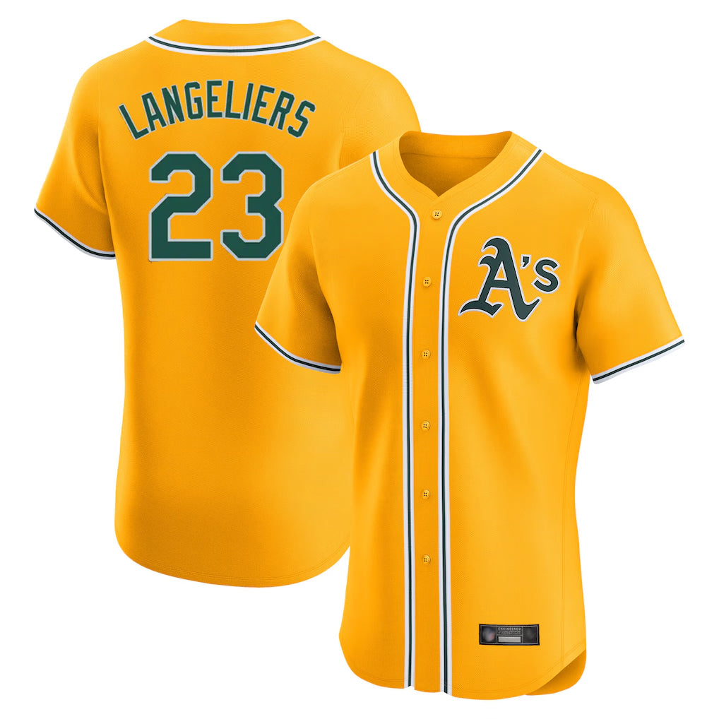 Athletics #23 Shea Langeliers Player Gold Limited Elite Home Game Ddoa Stitched Jerseys
