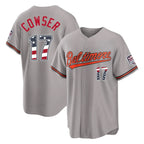 B.Orioles #17 Colton Cowser Player Gray USA 250 Fourth of July Home Game Ddoa Stitched Jerseys