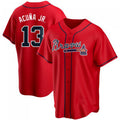 A.Braves #13 Ronald Acuna Jr. Player Red Stitches Ddoa Stitched Jerseys