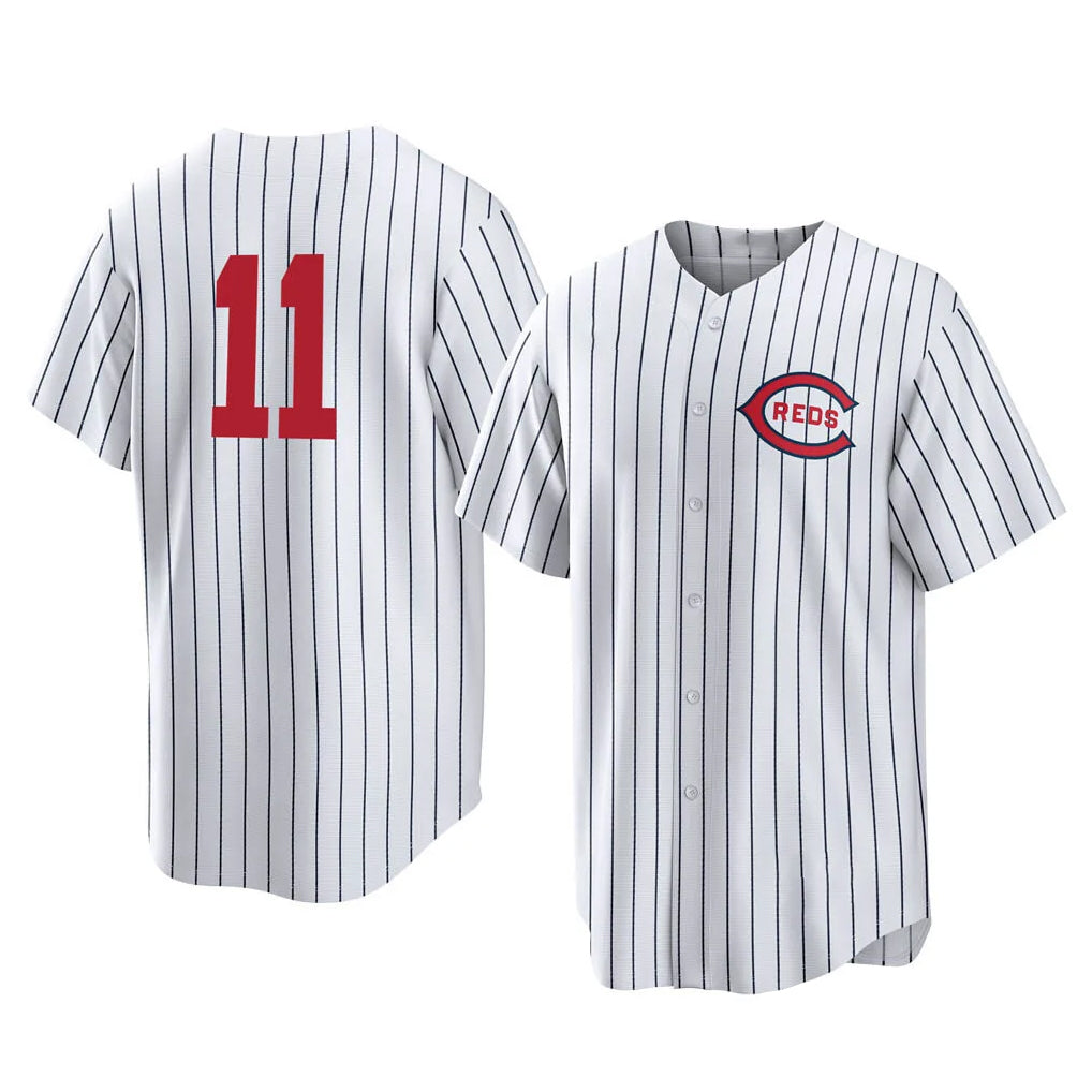 C.Reds #11 Barry Larkin Player White Stripe Field of Dreams Game Home Ddoa Stitched Jerseys