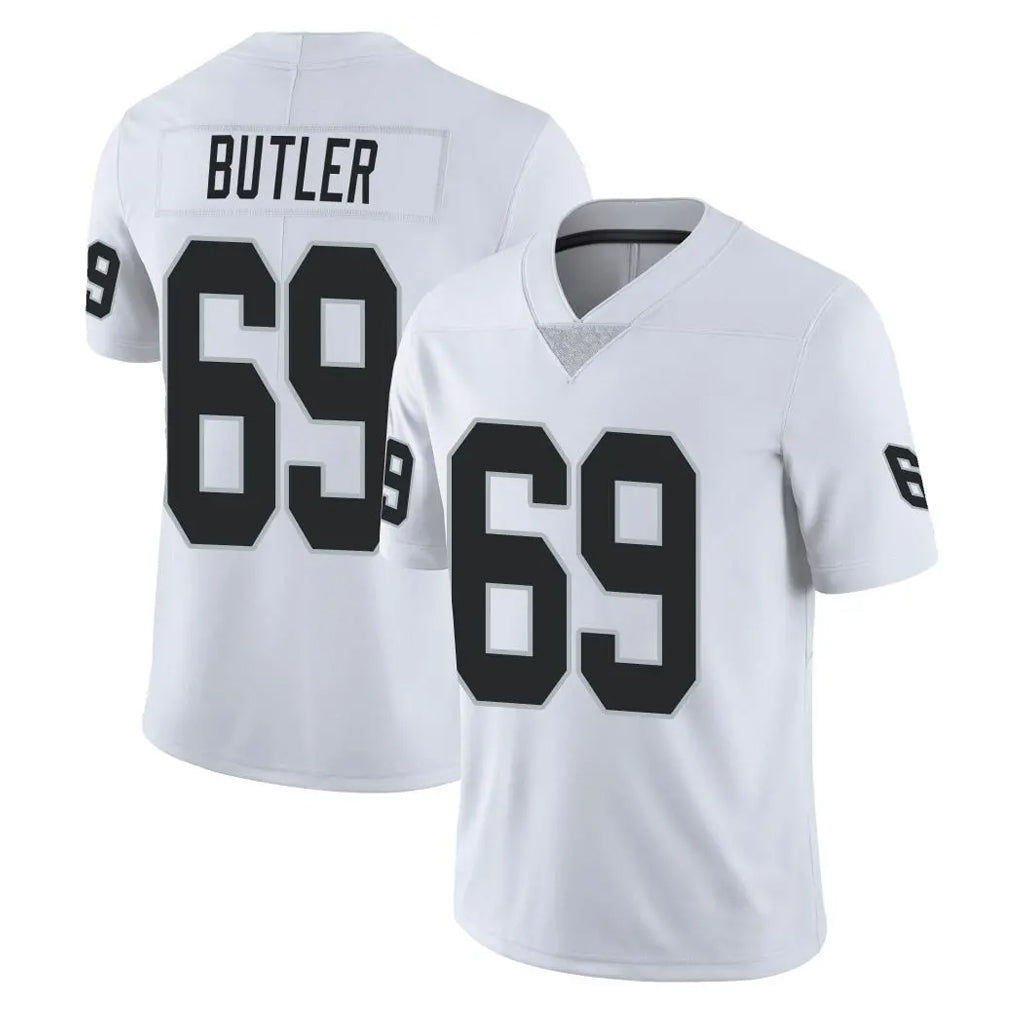 LV.Raiders #69 Adam Butler Player White Limited Vapor Untouchable Home Game Ddoa Stitched Jerseys