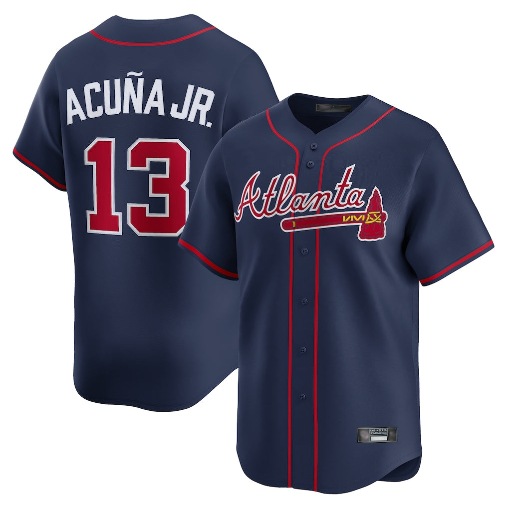 A.Braves #13 Ronald Acuna Jr Player Navy Limited Home Game Ddoa Stitched Jerseys