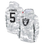 LV.Raiders #5 Eric Stokes Player Arctic Camo Salute to Service Hoodies Limited Game Ddoa Stitched Jerseys