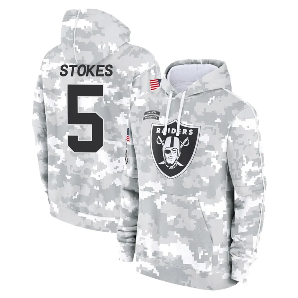 LV.Raiders #5 Eric Stokes Player Arctic Camo Salute to Service Hoodies Limited Game Ddoa Stitched Jerseys
