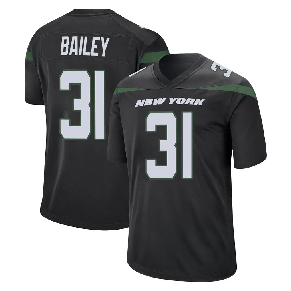 NY.Jets #31 David Bailey Player Stealth Black Home Game Ddoa Stitched Jerseys