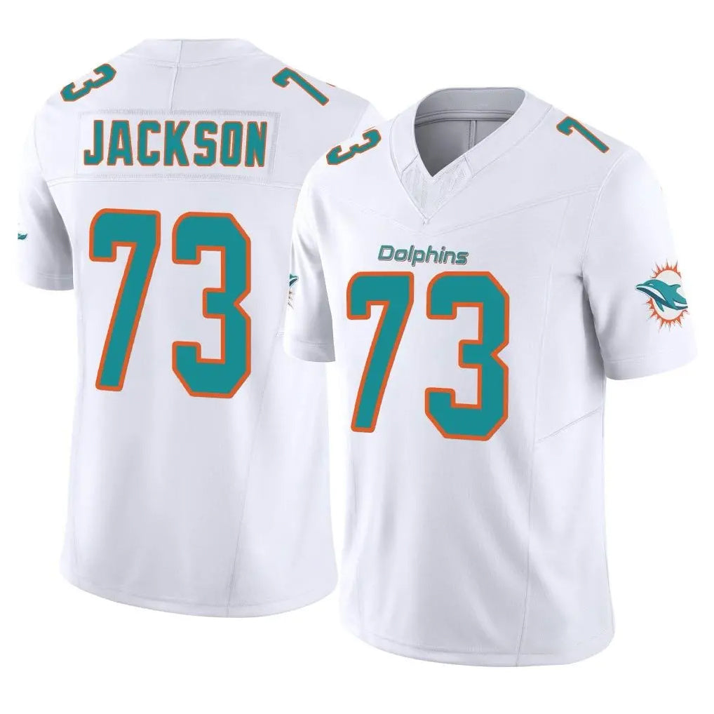 M.Dolphins #73 Austin Jackson Player White Limited Vapor F.U.S.E. Home Game Ddoa Stitched Jerseys