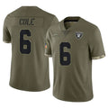 LV.Raiders #6 A.J. Cole Player Olive Salute To Service Limited Ddoa Stitched Jerseys