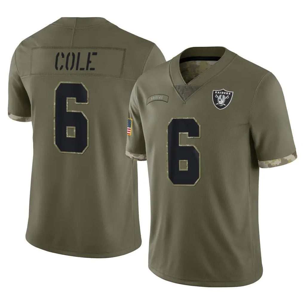 LV.Raiders #6 A.J. Cole Player Olive Salute To Service Limited Ddoa Stitched Jerseys