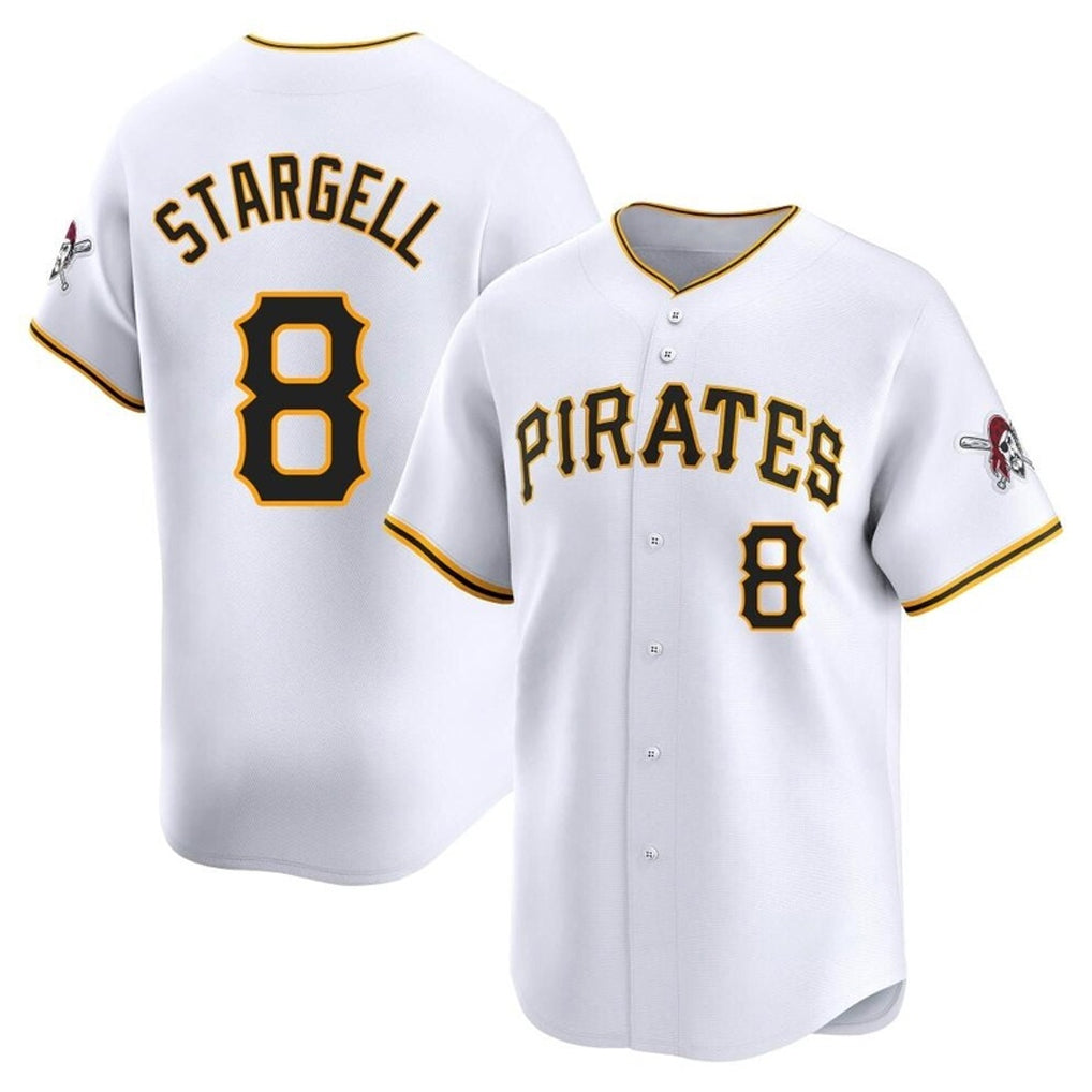 P.Pirates #8 Willie Stargell Player White Home Limited Ddoa Stitched Jerseys