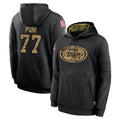 SF.49ers #77 Dominick Puni Player Black Salute to Service Sideline Performance Pullover Hoodies Home Game Ddoa Stitched Jerseys