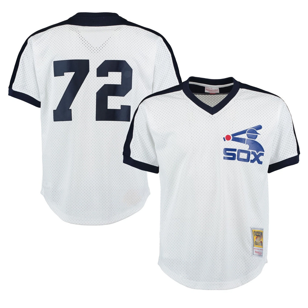C.White Sox #72 Carlton Fisk Player White Mitchell & Ness Cooperstown Collection Mesh Game Ddoa Stitched Jerseys