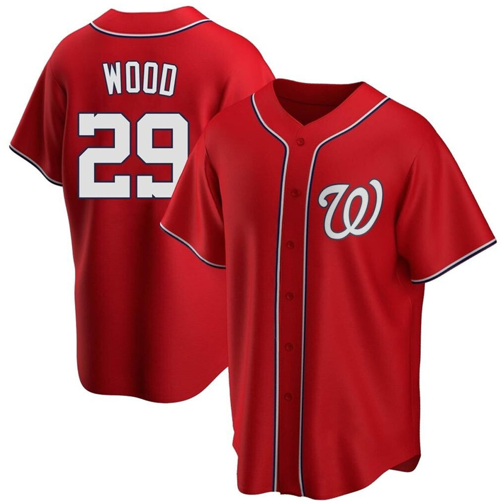 W.Nationals #29 James Wood Player Red Replica Alternate Ddoa Stitched Jerseys