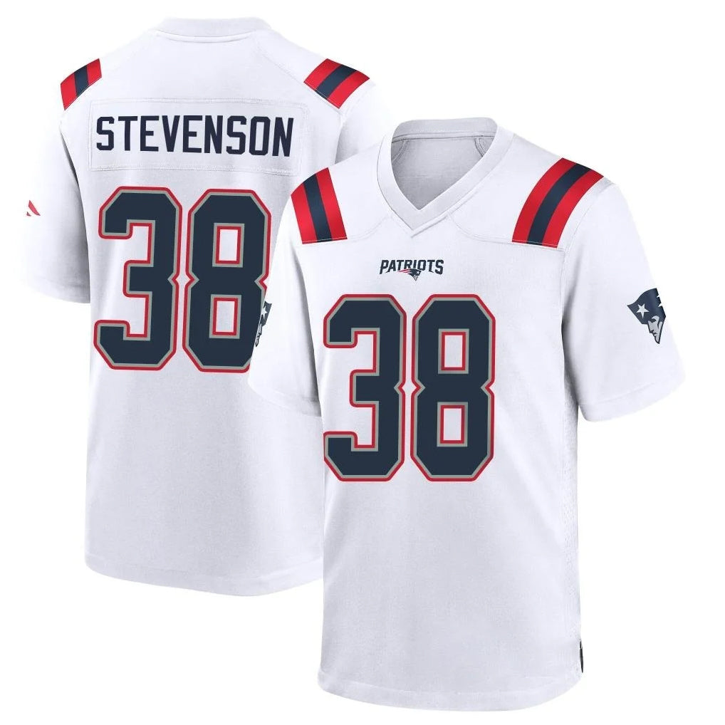 NE.Patriots #38 Rhamondre Stevenson Player White Home Game Ddoa Stitched Jerseys