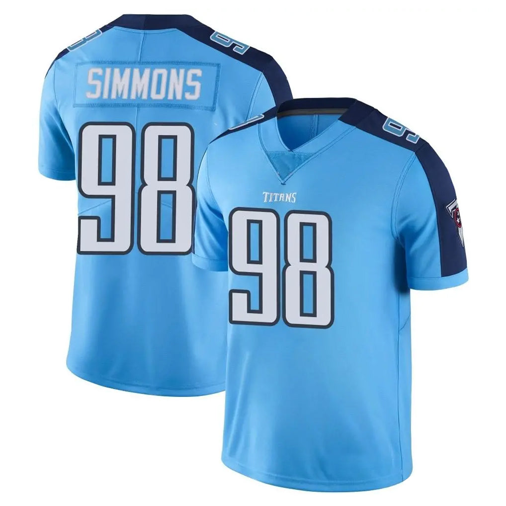 T.Titans #98 Jeffery Simmons Player Light Blue Limited Color Rush Home Game Ddoa Stitched Jerseys