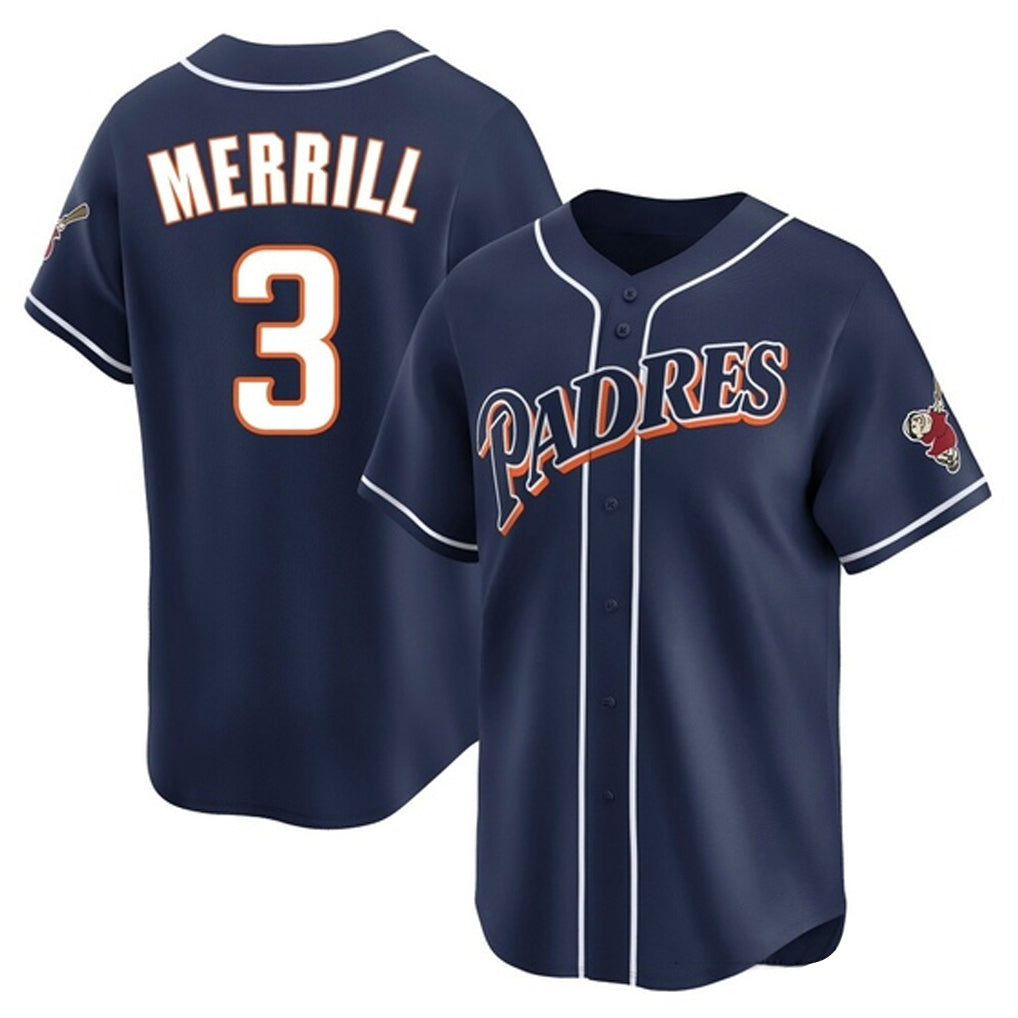 S.Diego Padres #3 Jackson Merrill Player Navy Cooperstown Collection Limited Home Ddoa Stitched Jerseys