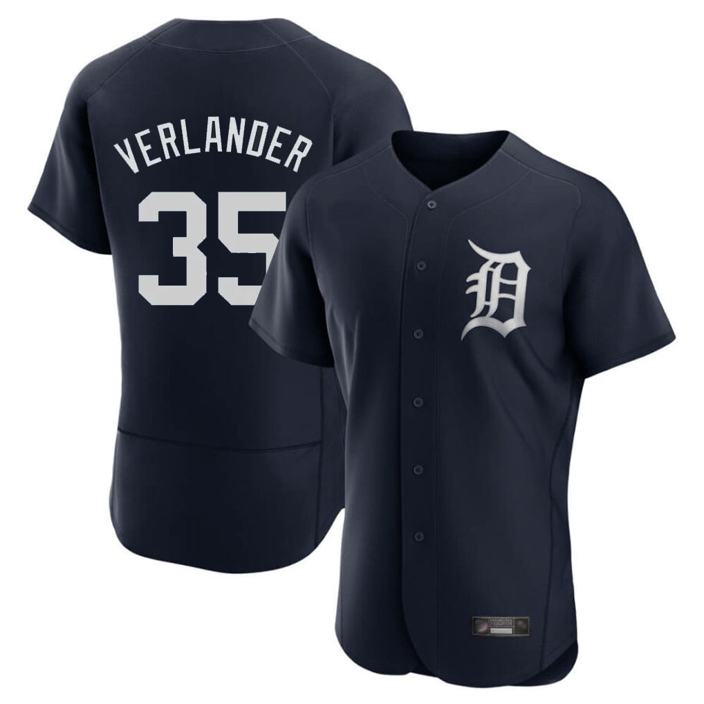 D.Tigers #35 Justin Verlander Player Navy Limited Elite Home Ddoa Stitched Jerseys