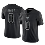 TB.Buccaneers #0 Yaya Diaby Player Black Reflective Limited Home Game Ddoa Stitched Jerseys