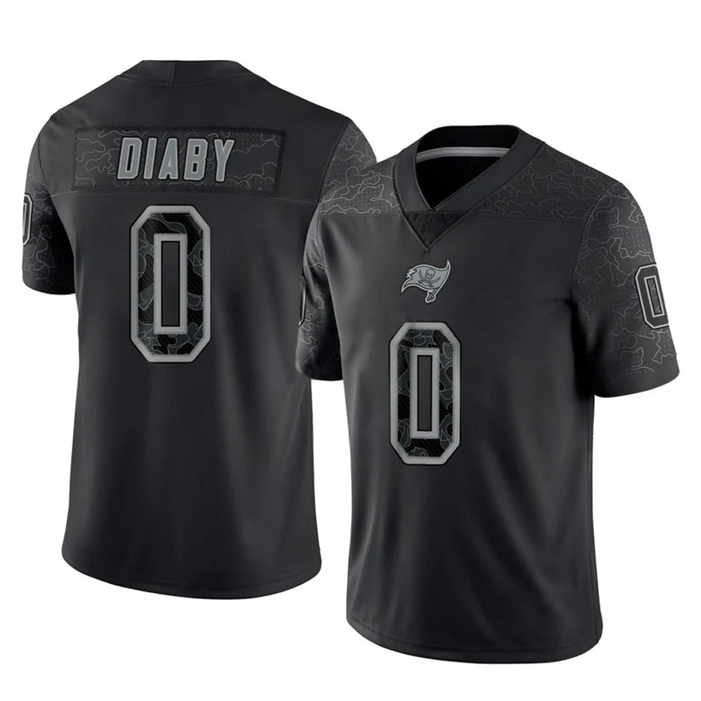 TB.Buccaneers #0 Yaya Diaby Player Black Reflective Limited Home Game Ddoa Stitched Jerseys