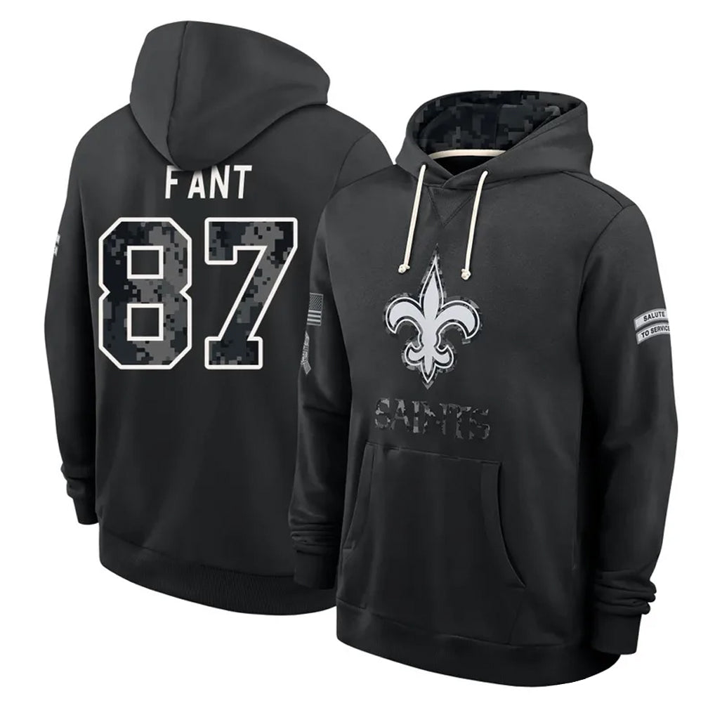 NO.Saints #87 Noah Fant Player 2026 Black Logo Pullover Hoodies Limited Game Ddoa Stitched Jerseys
