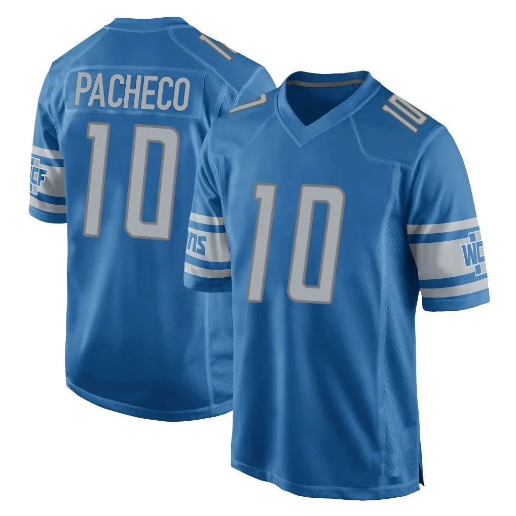 D.Lions #10 Isiah Pacheco Player Blue Home Game Ddoa Stitched Jerseys