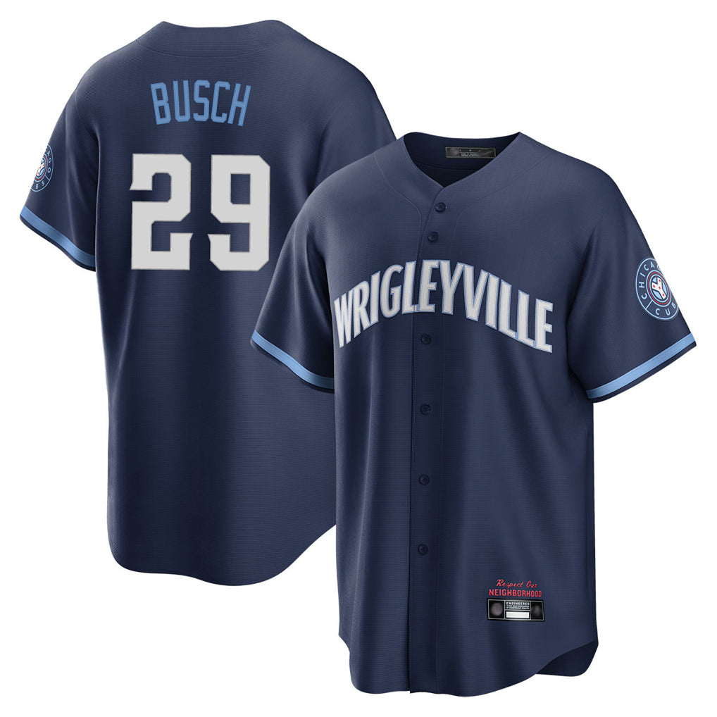 C.Cubs #29 Michael Busch Player Navy City Connect Home Game Ddoa Stitched Jerseys