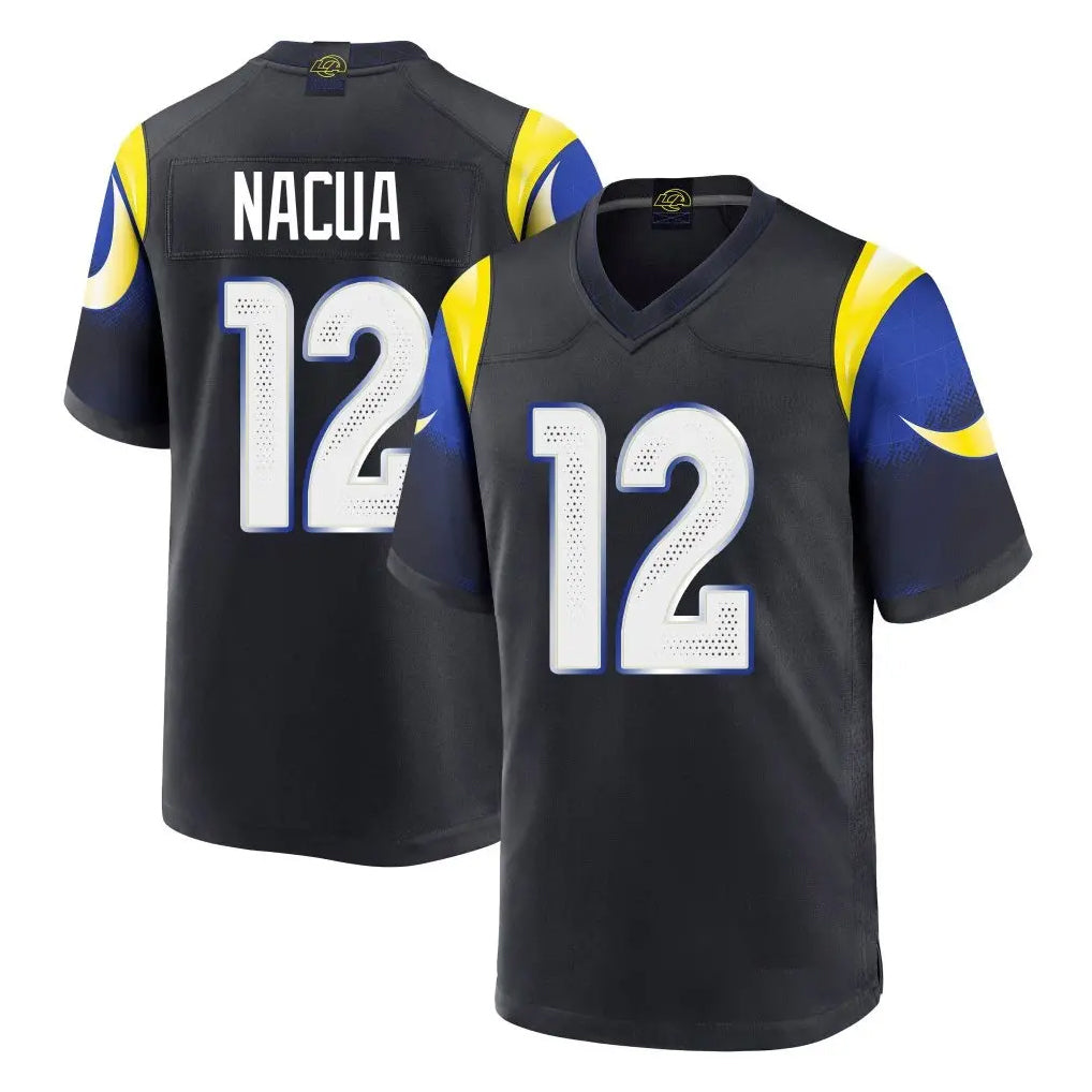 LA.Rams #12 Puka Nacua Player Black Midnight Rivalries Collection Home Game Ddoa Stitched Jerseys