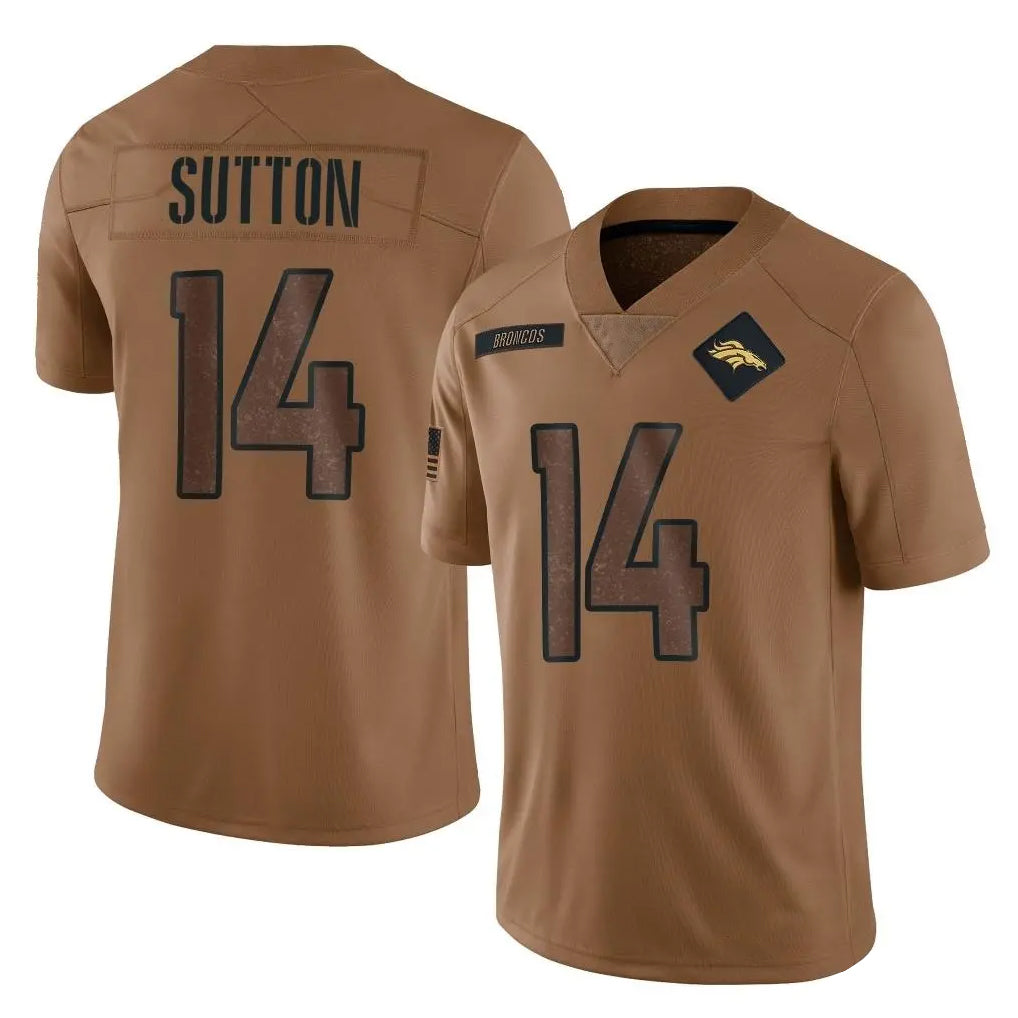 D.Broncos #14 Courtland Sutton Player Brown Salute To Service Limited Ddoa Stitched Jerseys