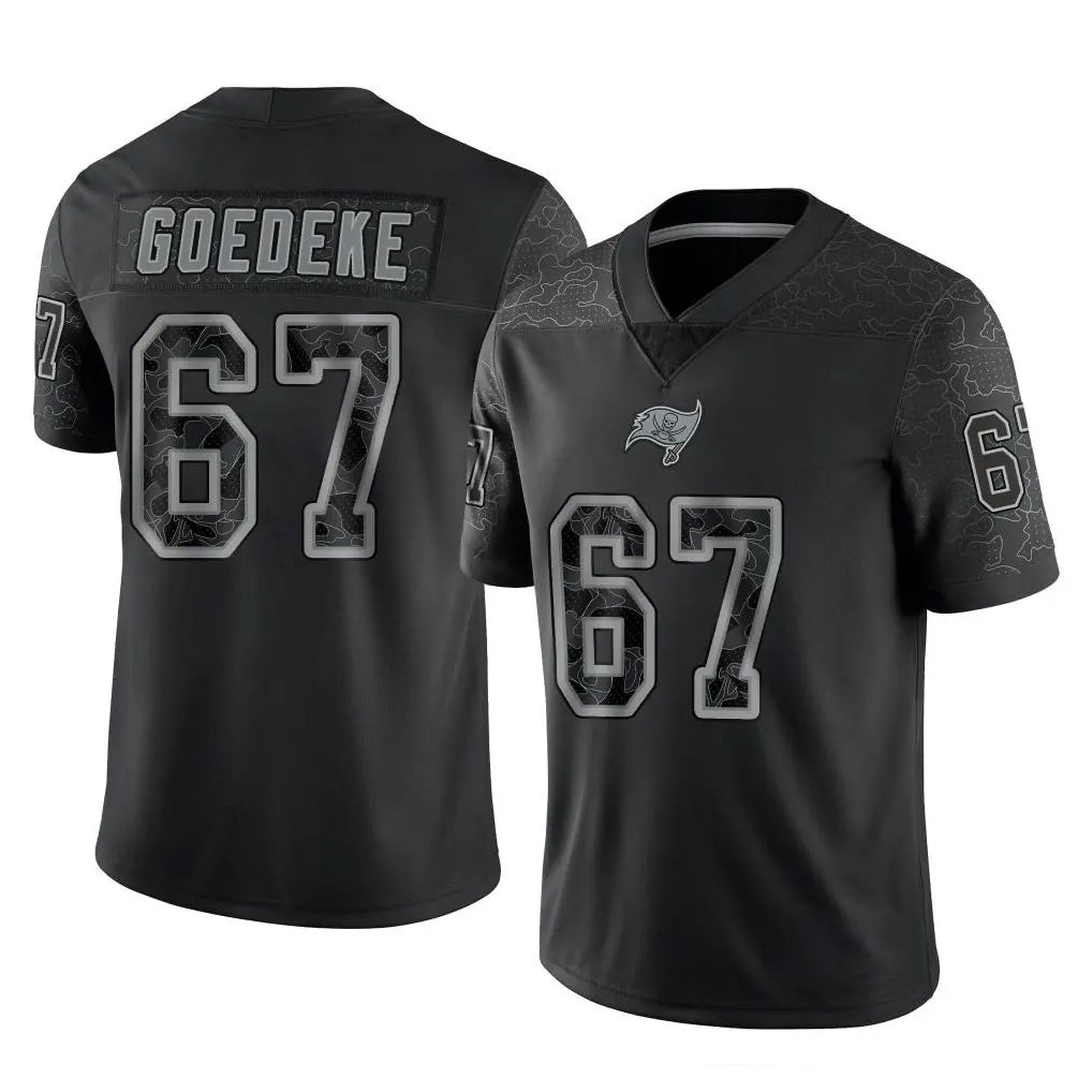 TB.Buccaneers #67 Luke Goedeke Player Black Reflective Limited Home Game Ddoa Stitched Jerseys