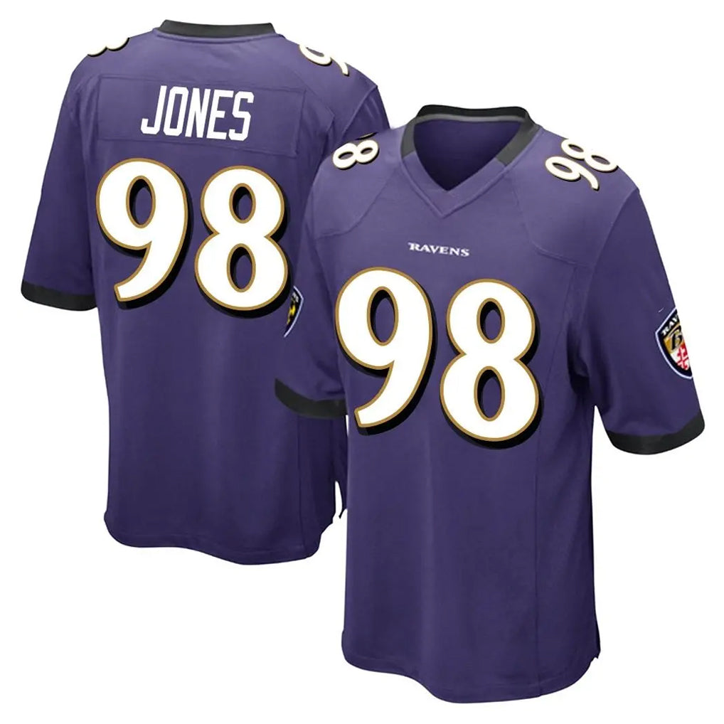 B.Ravens #98 Travis Jones Player Purple Color Rush Home Game Ddoa Stitched Jerseys