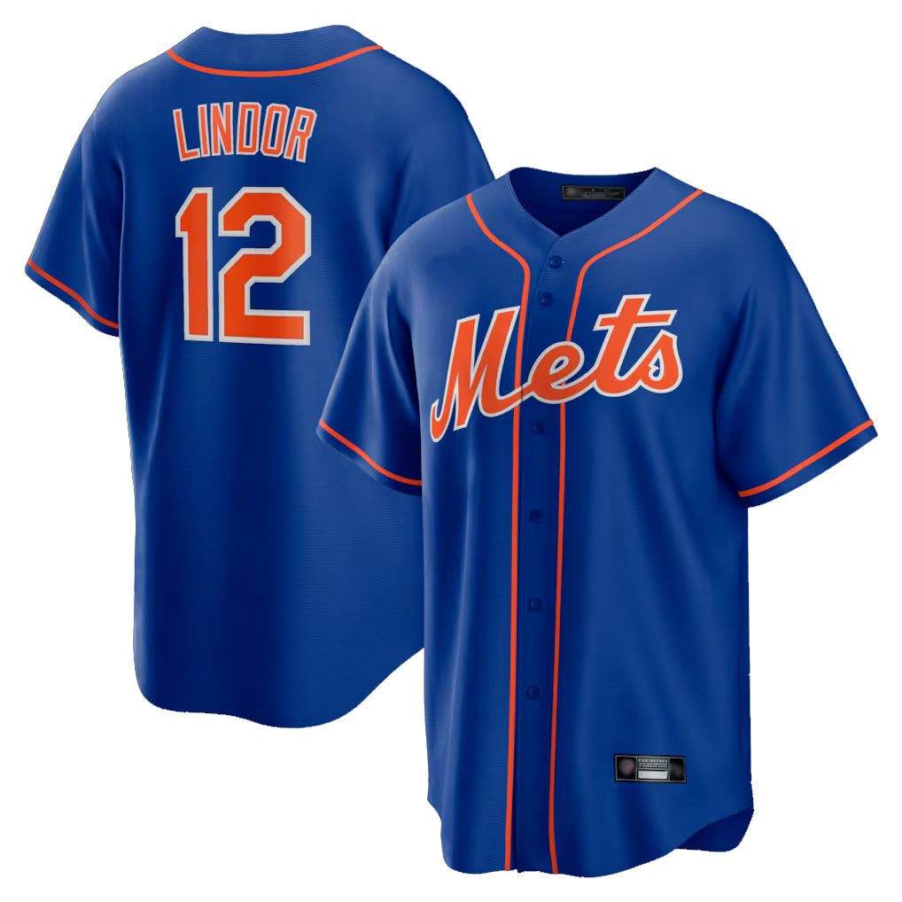 NY.Mets #12 Francisco Lindor Player Royal Home Game Ddoa Stitched Jerseys