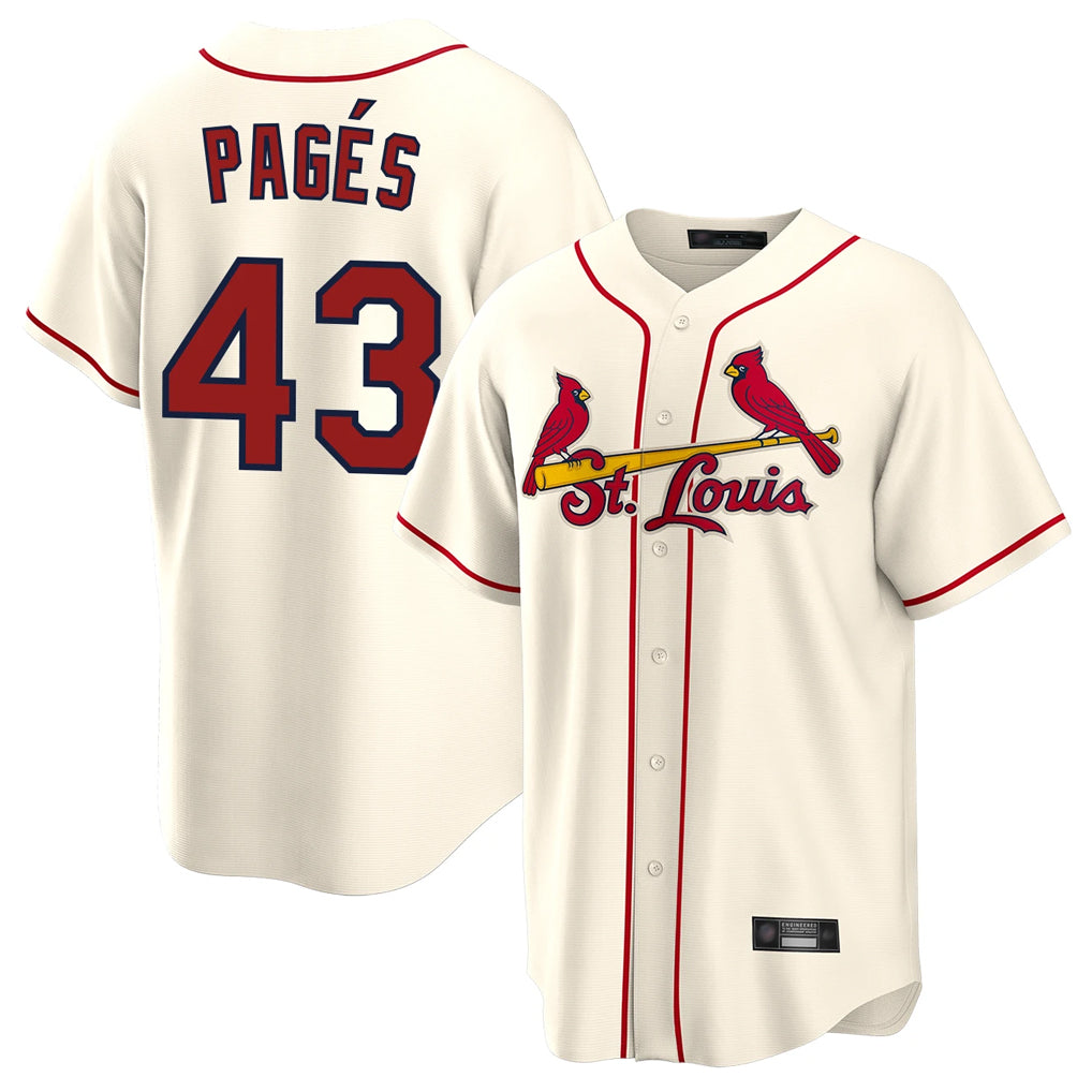 St. Louis Cardinals #43 Pedro Pages Player Cream Home Game Ddoa Stitched Jerseys