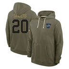 D.Lions #20 Barry Sanders Player Olive Salute to Service Pullover Hoodies Limited Ddoa Stitched Jerseys