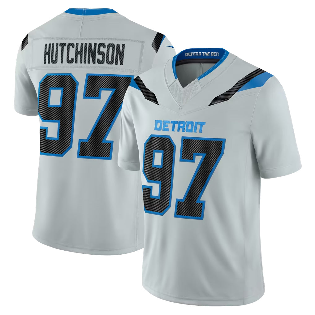 D.Lions #97 Aidan Hutchinson Player Silver Limited 2026 Rivalries Collection Home Game Ddoa Stitched Jerseys