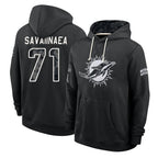 M.Dolphins #72 Jonah Savaiinaea Player 2026 Black Logo Pullover Hoodies Limited Game Ddoa Stitched Jerseys